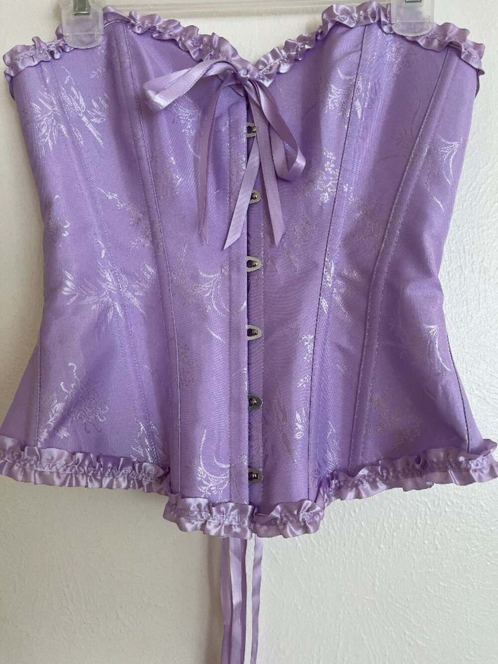 Overbust Lace-Up Lavender Bustier Corset Top Size M Coquette Cottagecore Cosplay